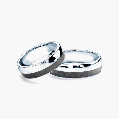 Obrączki ślubne: carbon, srebro, półokrągłe, 6 mm